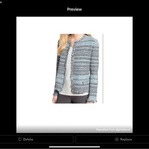 NIC+ZOE striped fringe open cardigan NWT